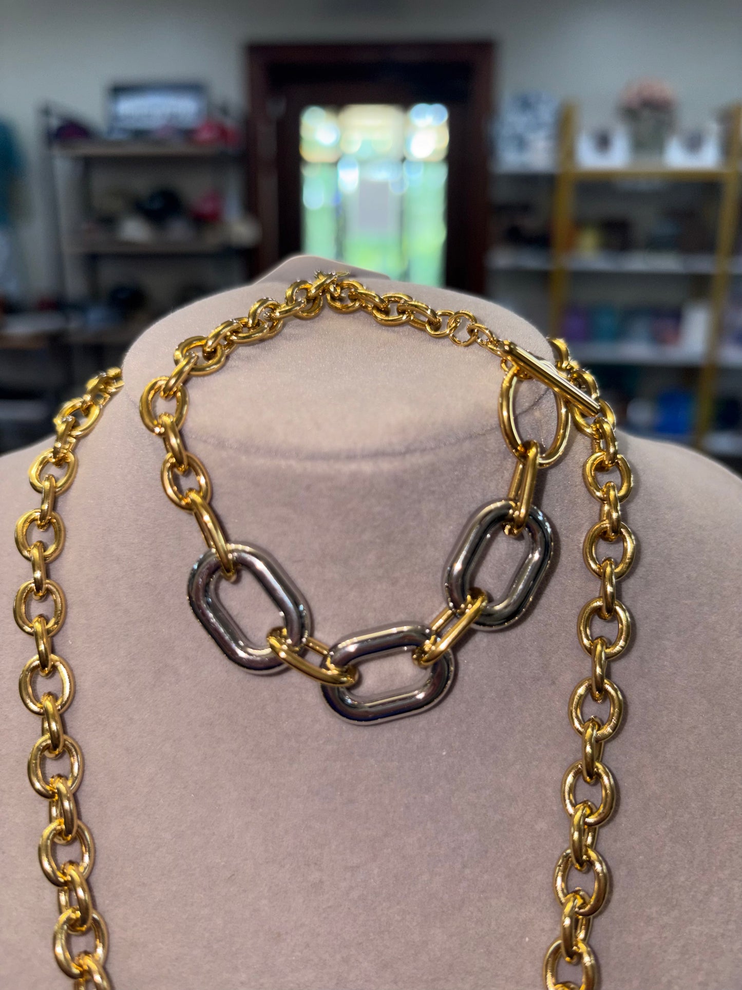 Rivera Two Tone Toggle Chain Bracelet 18K Gold Non Tarnish Water Resistant