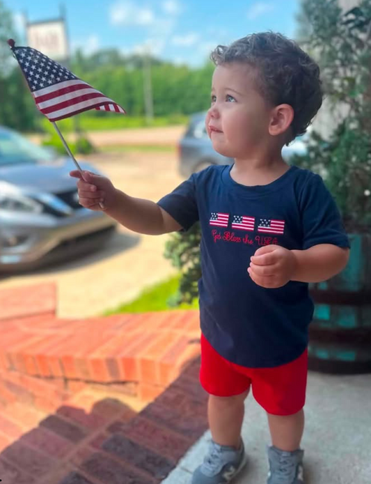 Baby Boy Appliqué Patriotic Shorts Set