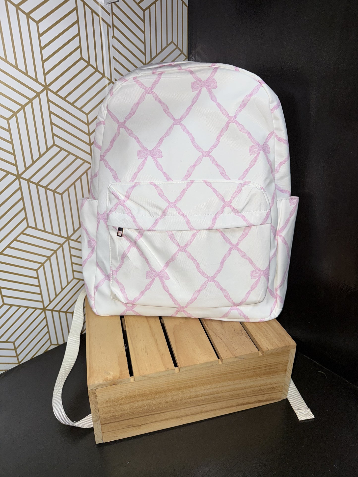 Girls Bow Printed Backpack