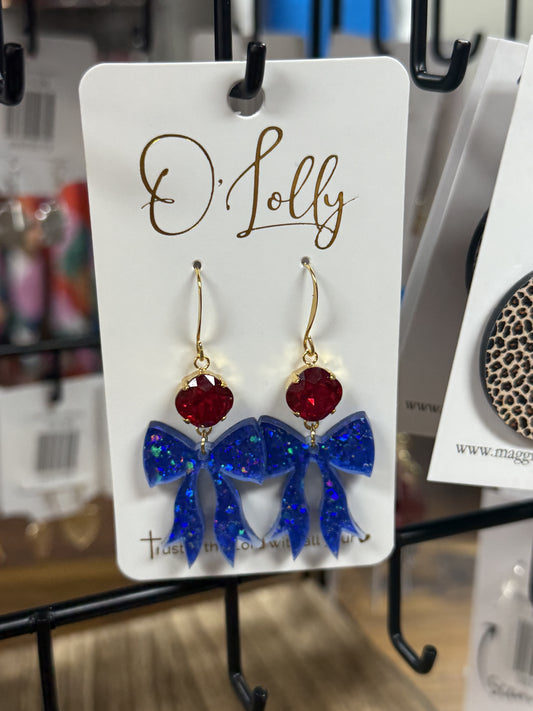 O'Lolly Blue Bow Earrings