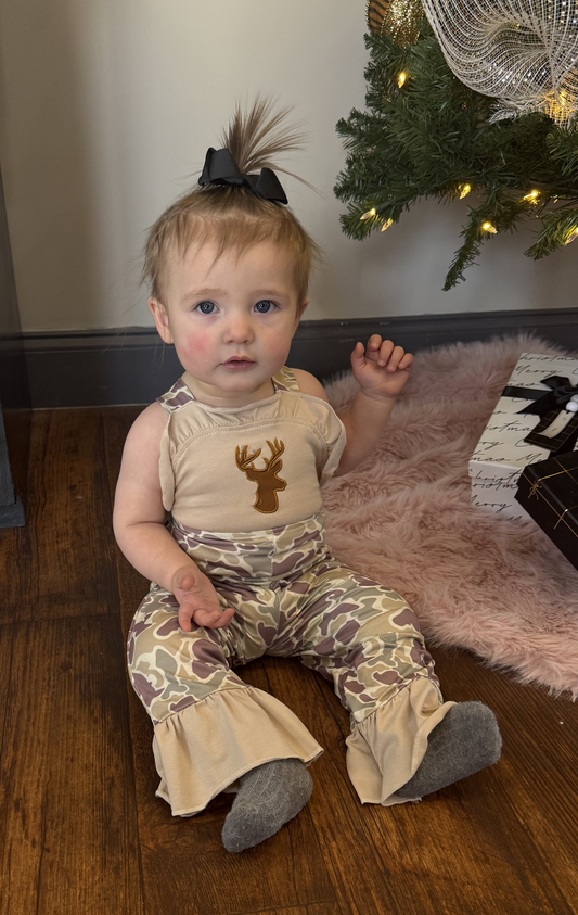 Baby Girl Deer Pocket Overalls