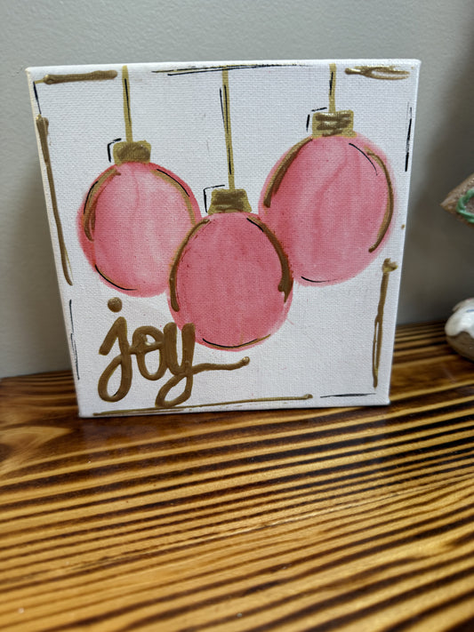 Christmas Handpainted Pink Ornament Sign