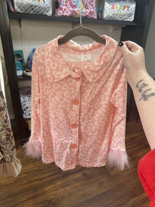 Girls Pink Cheetah Printed Pjs