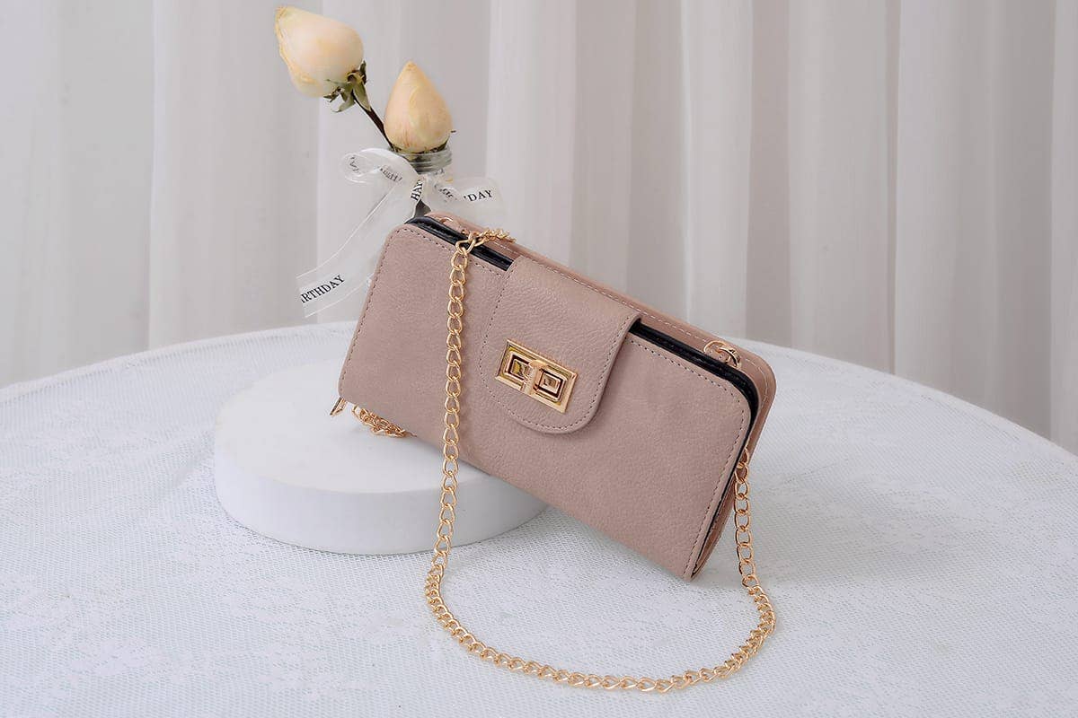 AD041 Turn Lock Crossbody Wallet