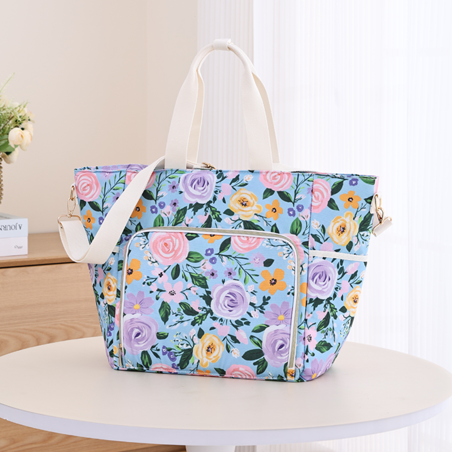 Floral Insulated Canvas Cooler Bag Embroidery Blank
