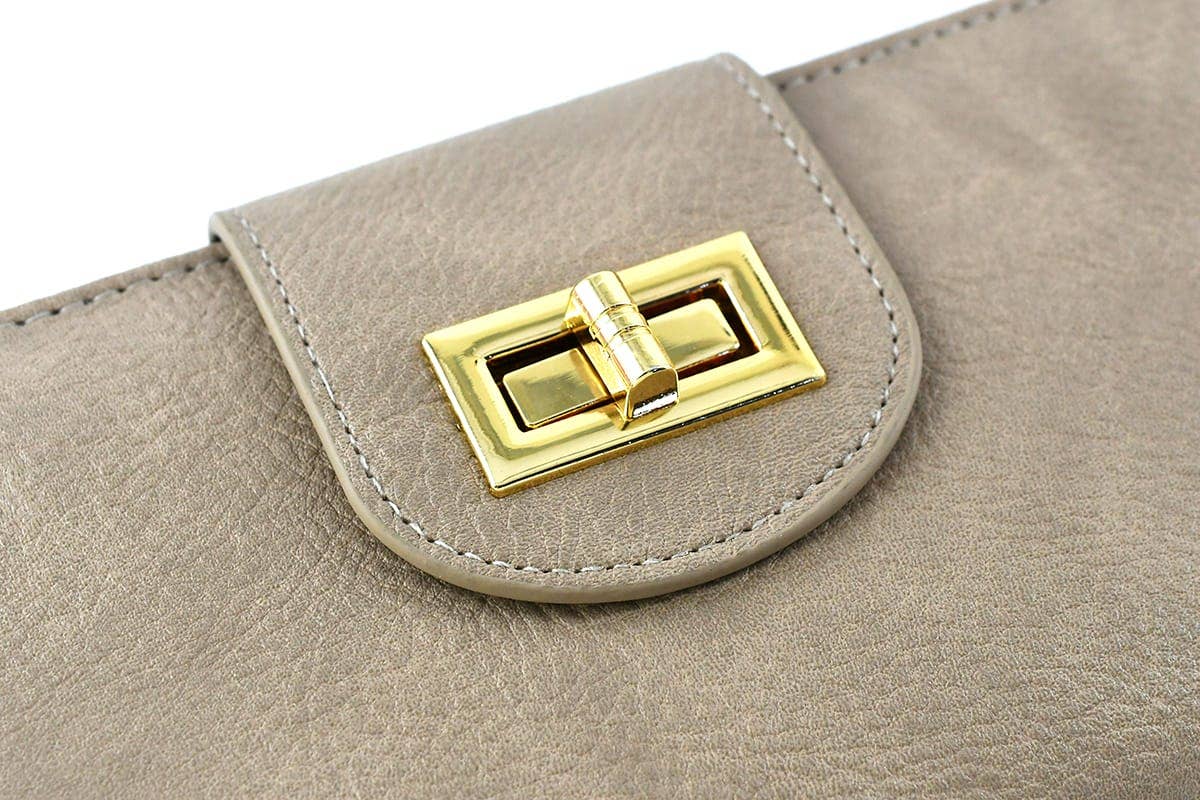 AD041 Turn Lock Crossbody Wallet