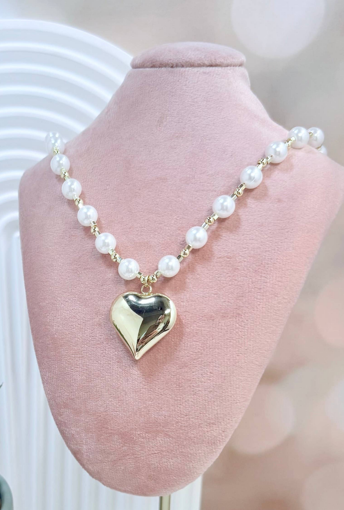 Pearl Puff Heart Necklace