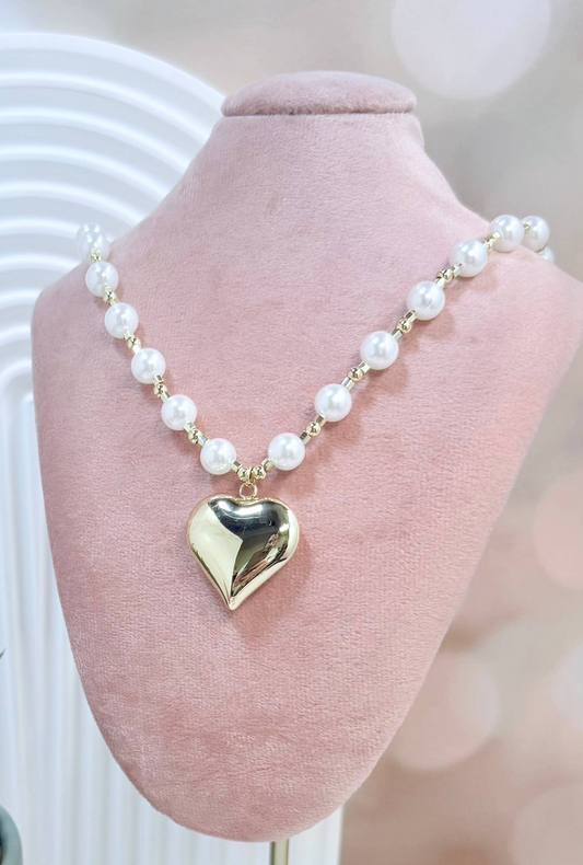 Pearl Puff Heart Necklace