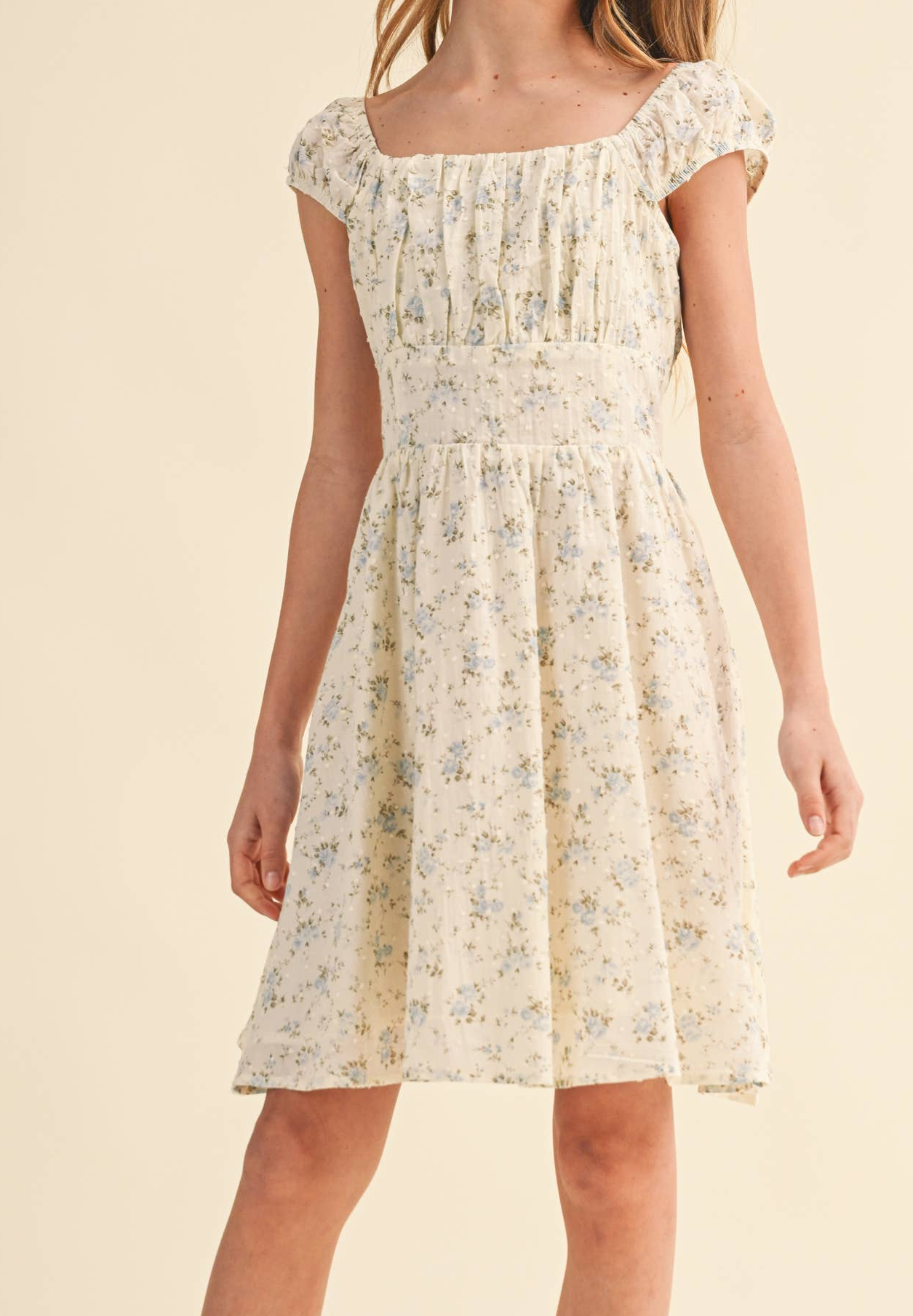 Tween Girls Ruched Shoulder Mini Dress