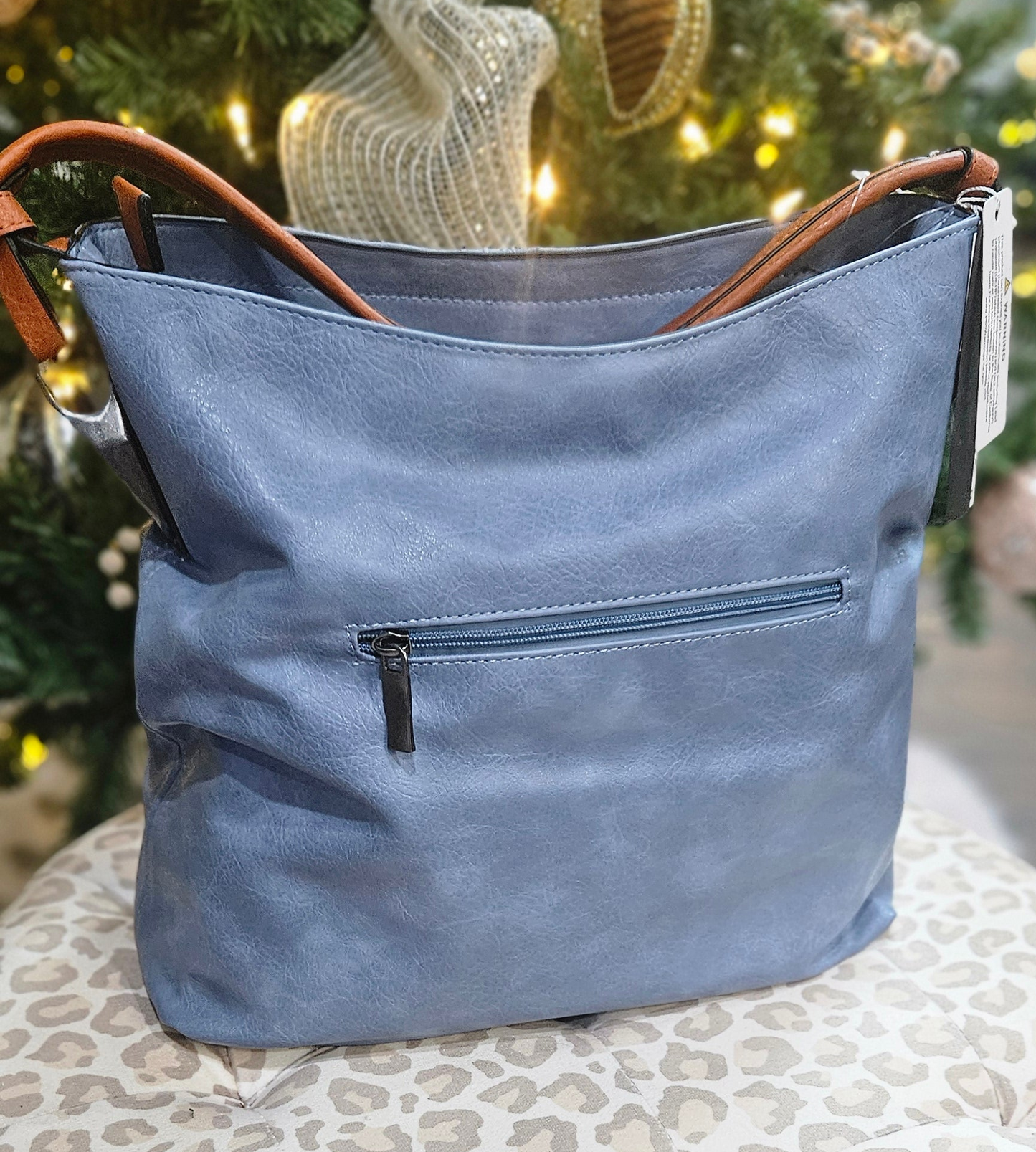 2-Side Metal Accent Hobo Bag