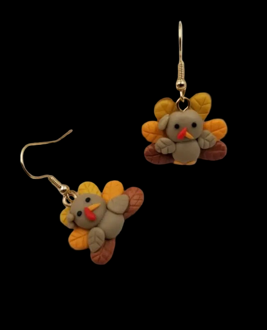 Thanksgiving Turkey Clay Earrings