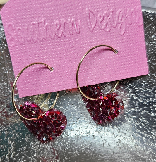 Glitter Hearts Earrings