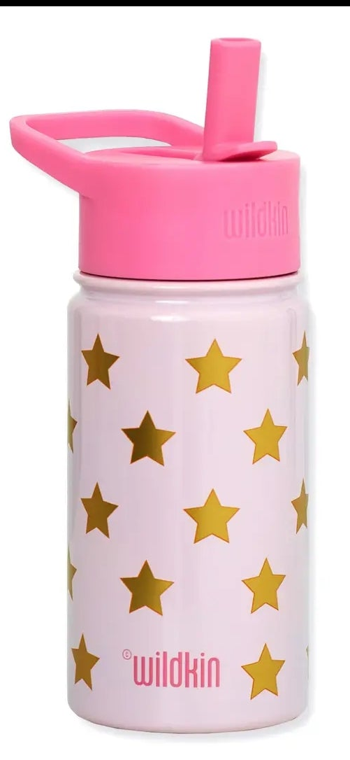 Pink & Gold Stars-14 oz Stainless Steel Water Bottle