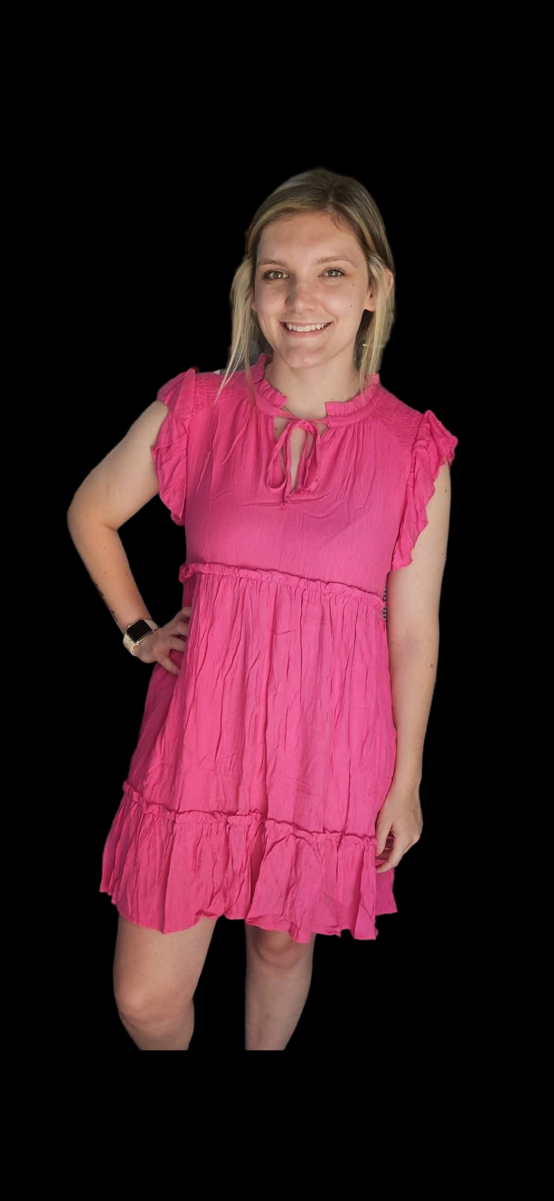 Smocked Shoulder Tiered Ruffle Dress