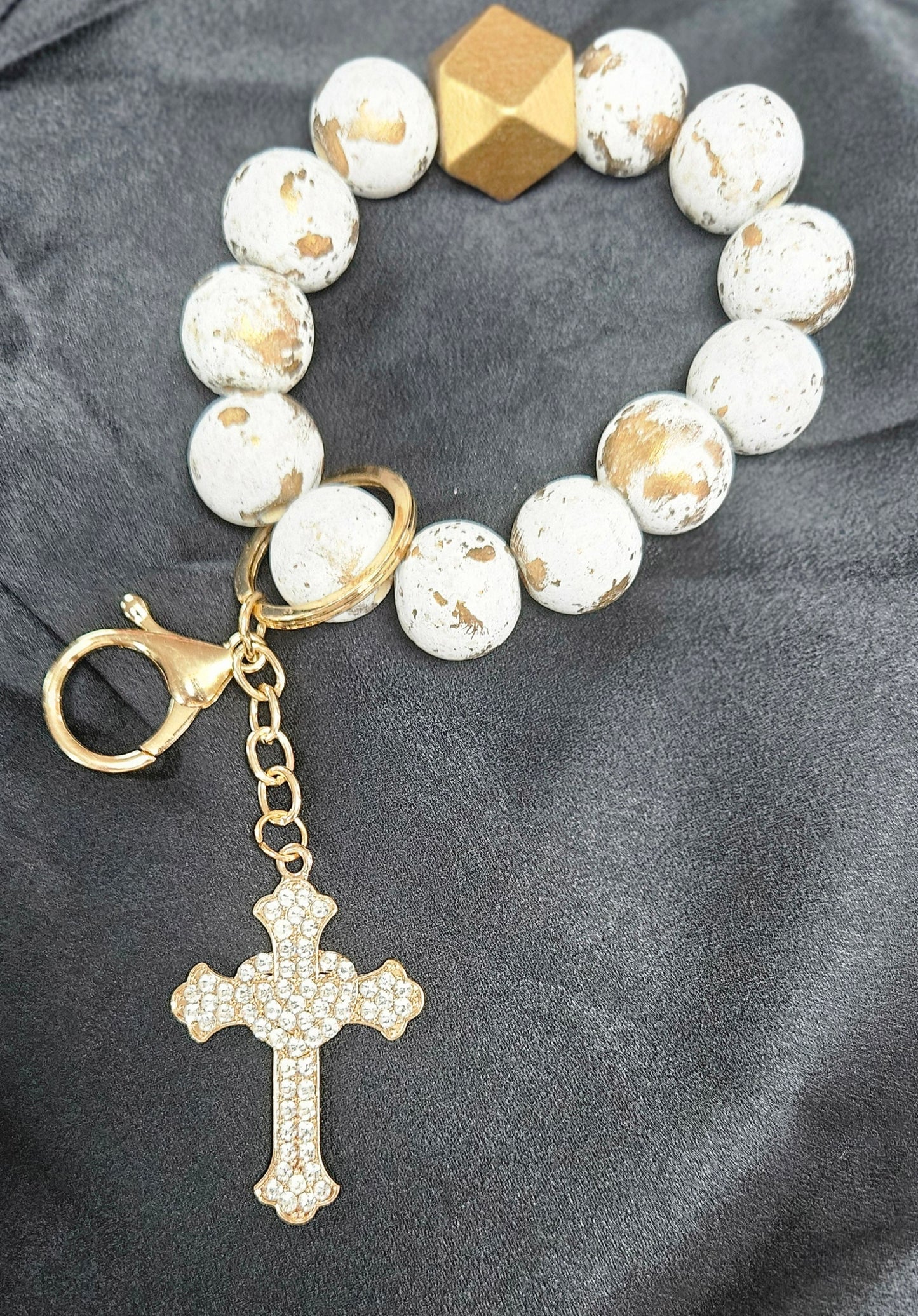 Wood Keychains-handpainted w/cross