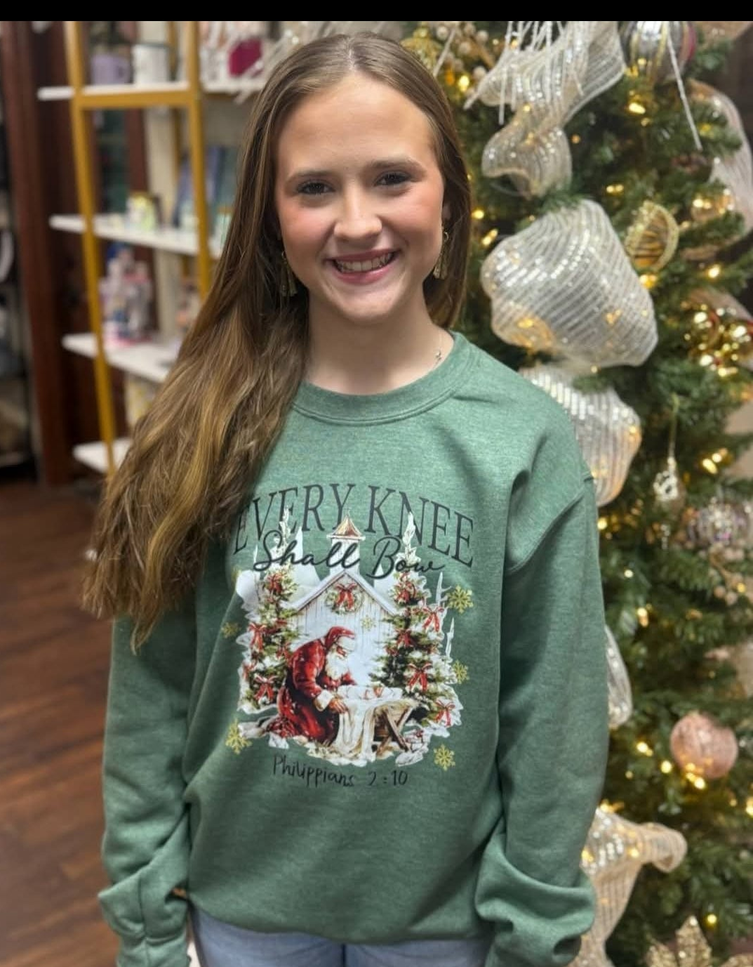 Every Knee Shall Bow Phil. Christmas Sweatshirt
