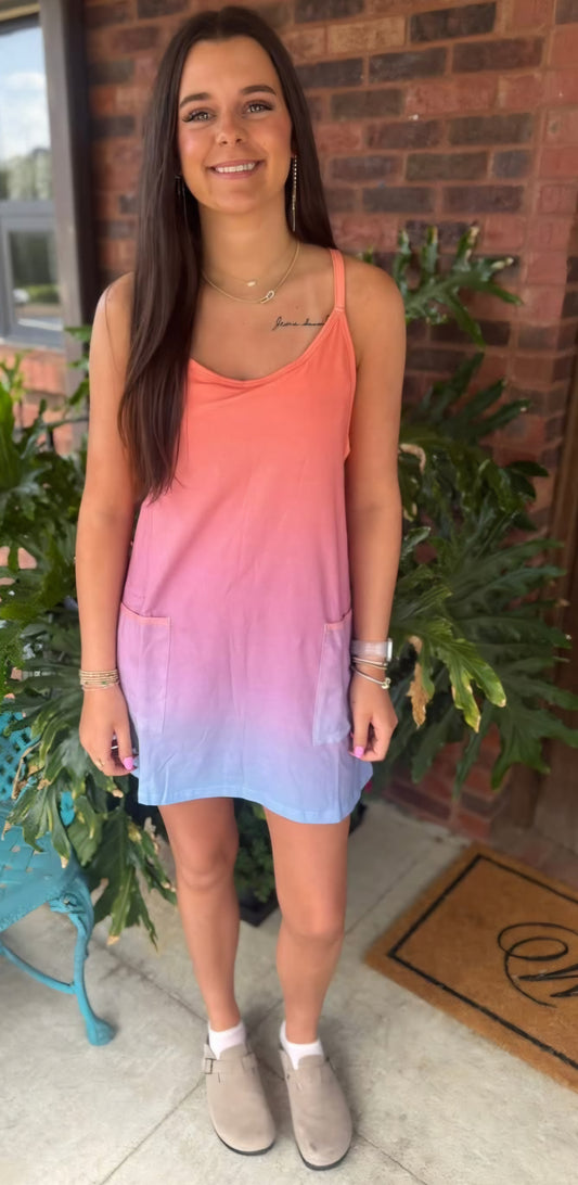 On The Go Shorts Dress- Wildflower (Coral/Lilac/Blue)