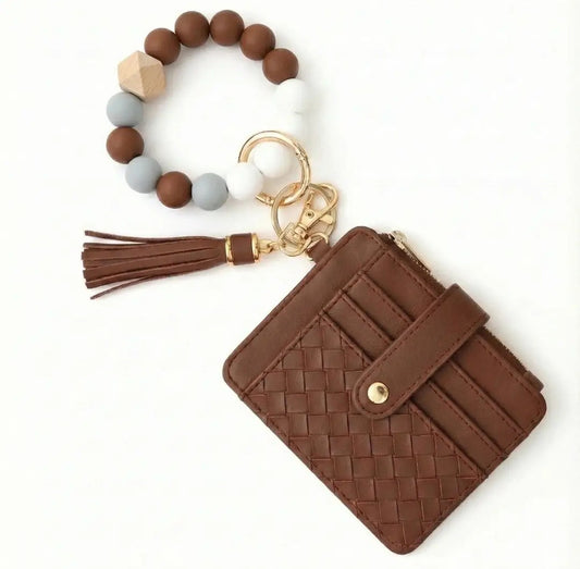 Nina Quilted Beaded Keychain Bracelet Wallet