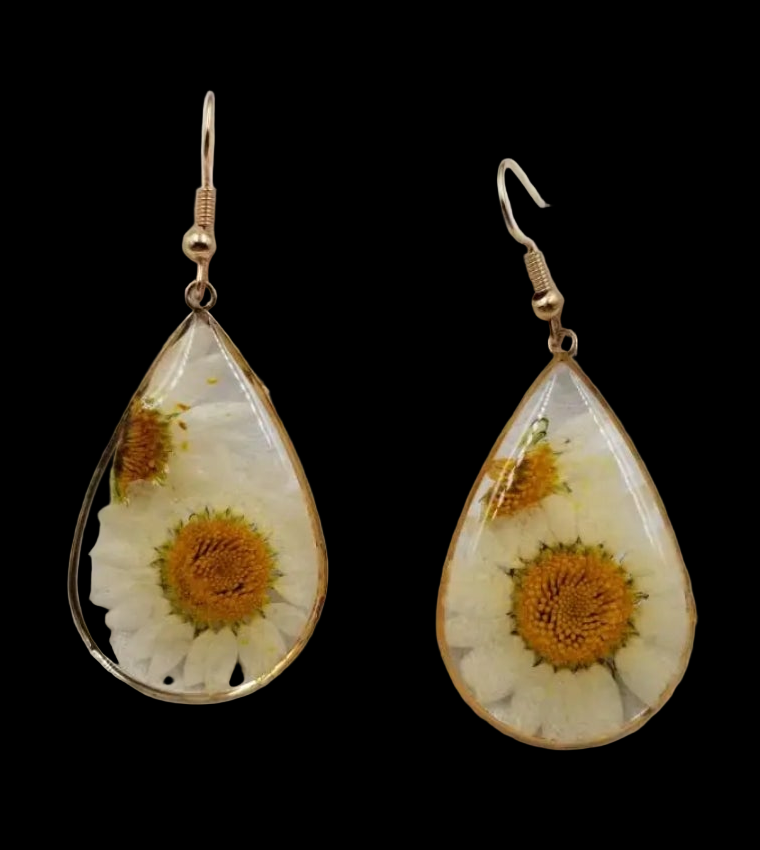 Fall Daisy Dried Flower Earrings