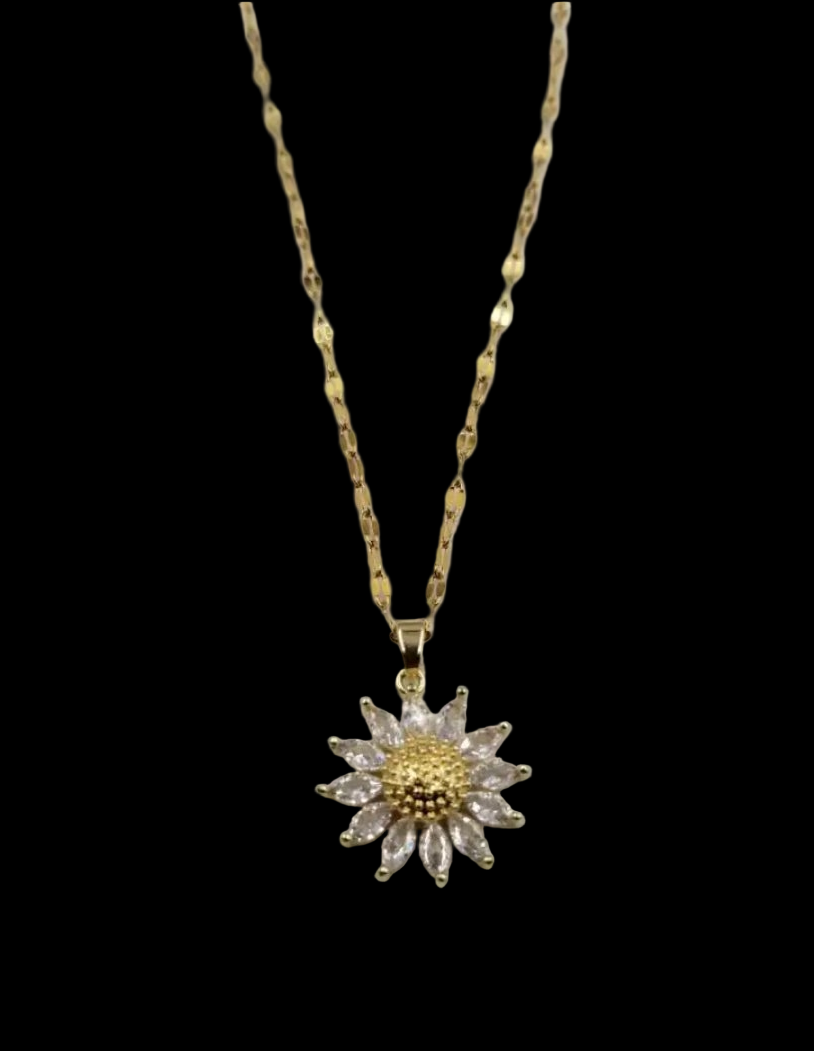Crystal Sunflower Pendant Necklace