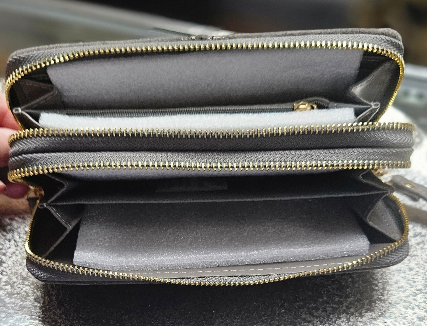 Sherri Suede Double Zipper Wallet