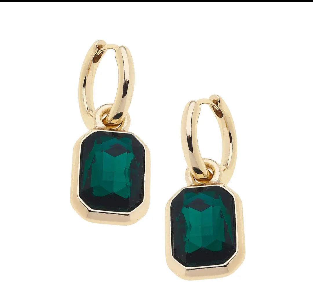 Reagan Rhinestone Drop Hoop Earrings