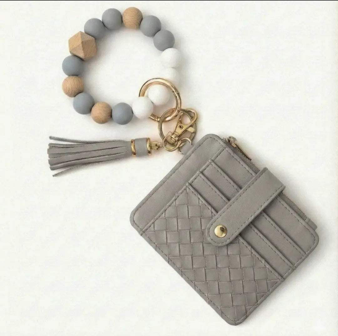 Nina Quilted Beaded Keychain Bracelet Wallet