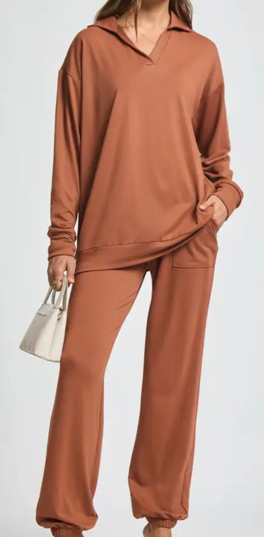 Chestnut Plus Size 2-Piece French Terry Set