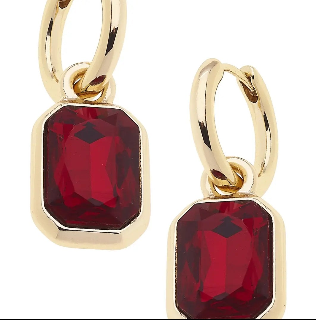 Reagan Rhinestone Drop Hoop Earrings