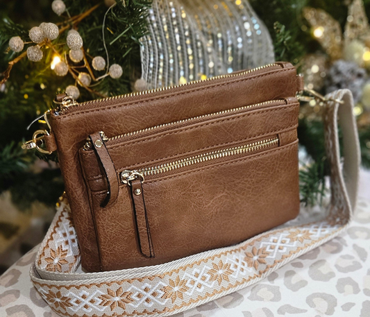 Melissa Multi-Zip Pocket Crossbody w/Guitar Strap