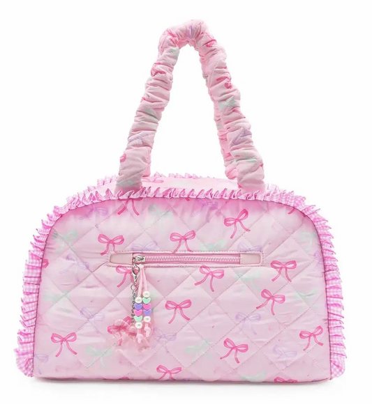 Quilted Bow Printed Medium Duffle Bag