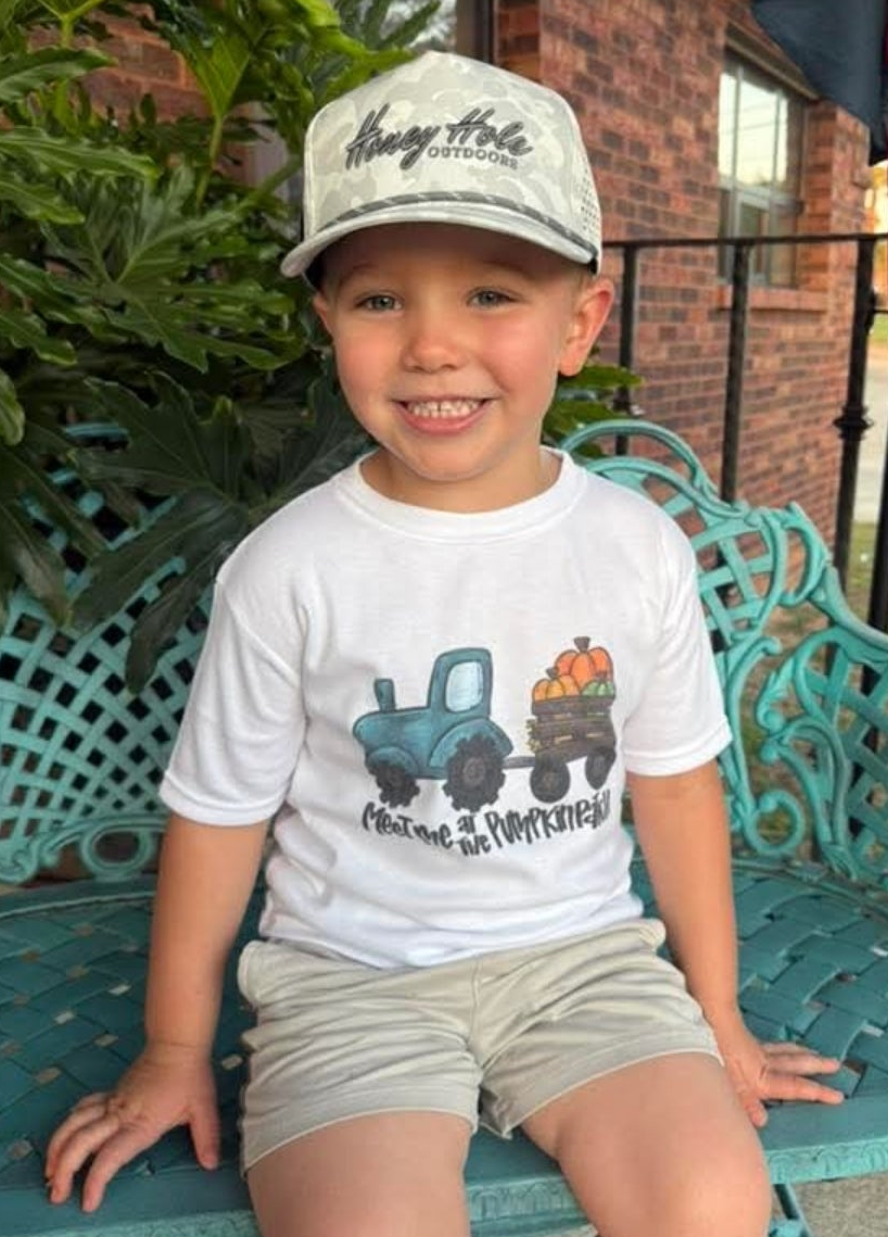 Meet Me At The Pumpkin Patch; Tractor/ Fall- Boy's Toddler Tee