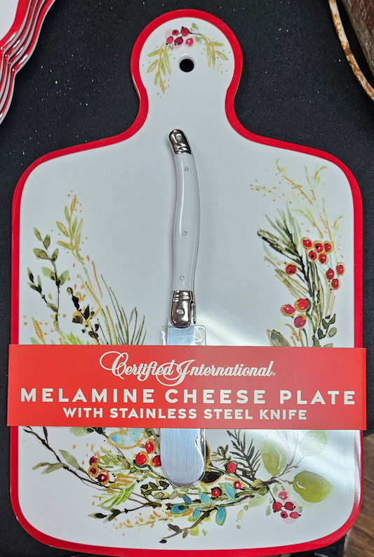 Christmas Melamine Cheese Board W/ Knife