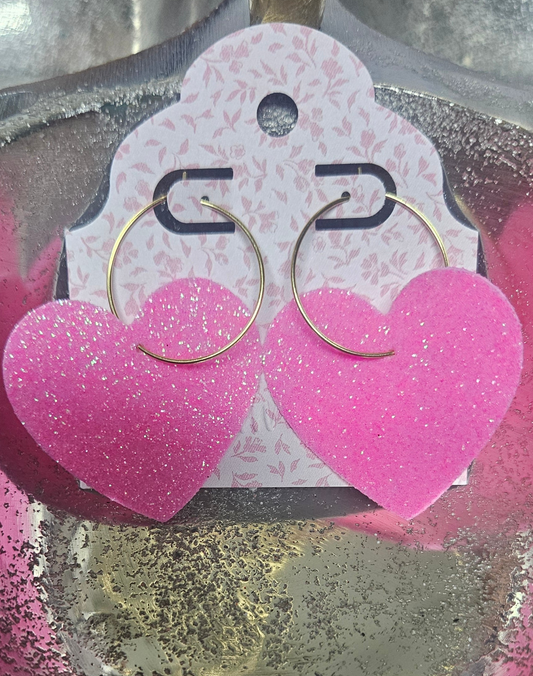 Sparkle Heart Hoop Earrings