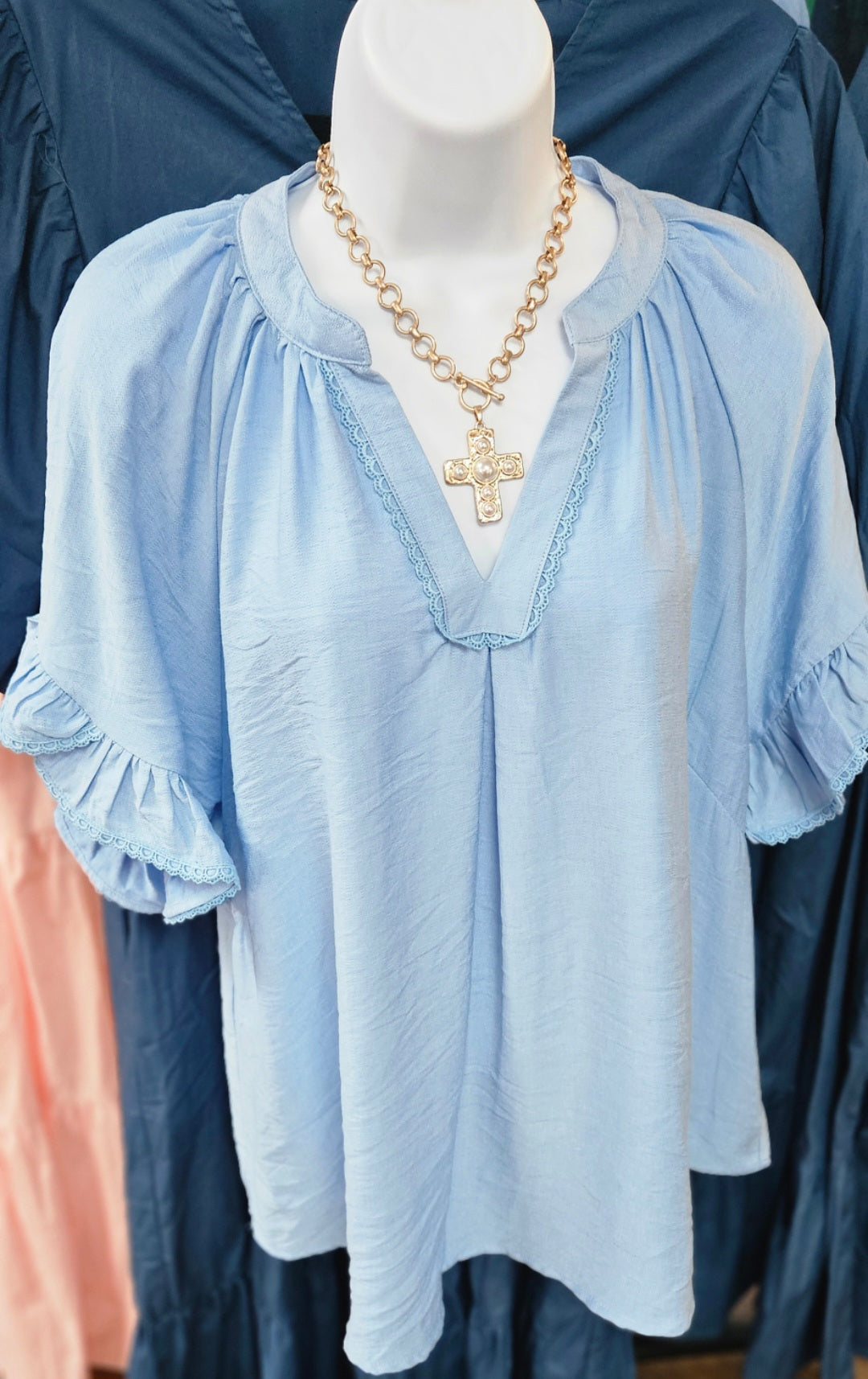 Ruffle Sleeve V-neck Flutter Top
