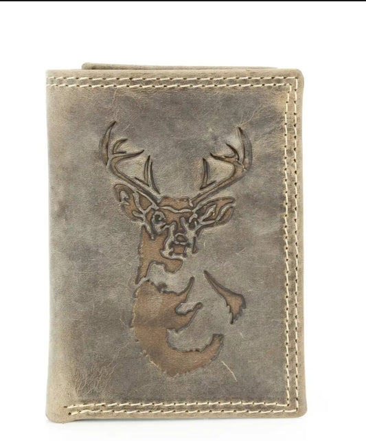Tri-Fold Wallet with Deer Emboss