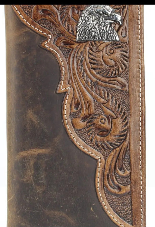 Oil Pull Up Tooled Eagle Concho Rodeo Wallet