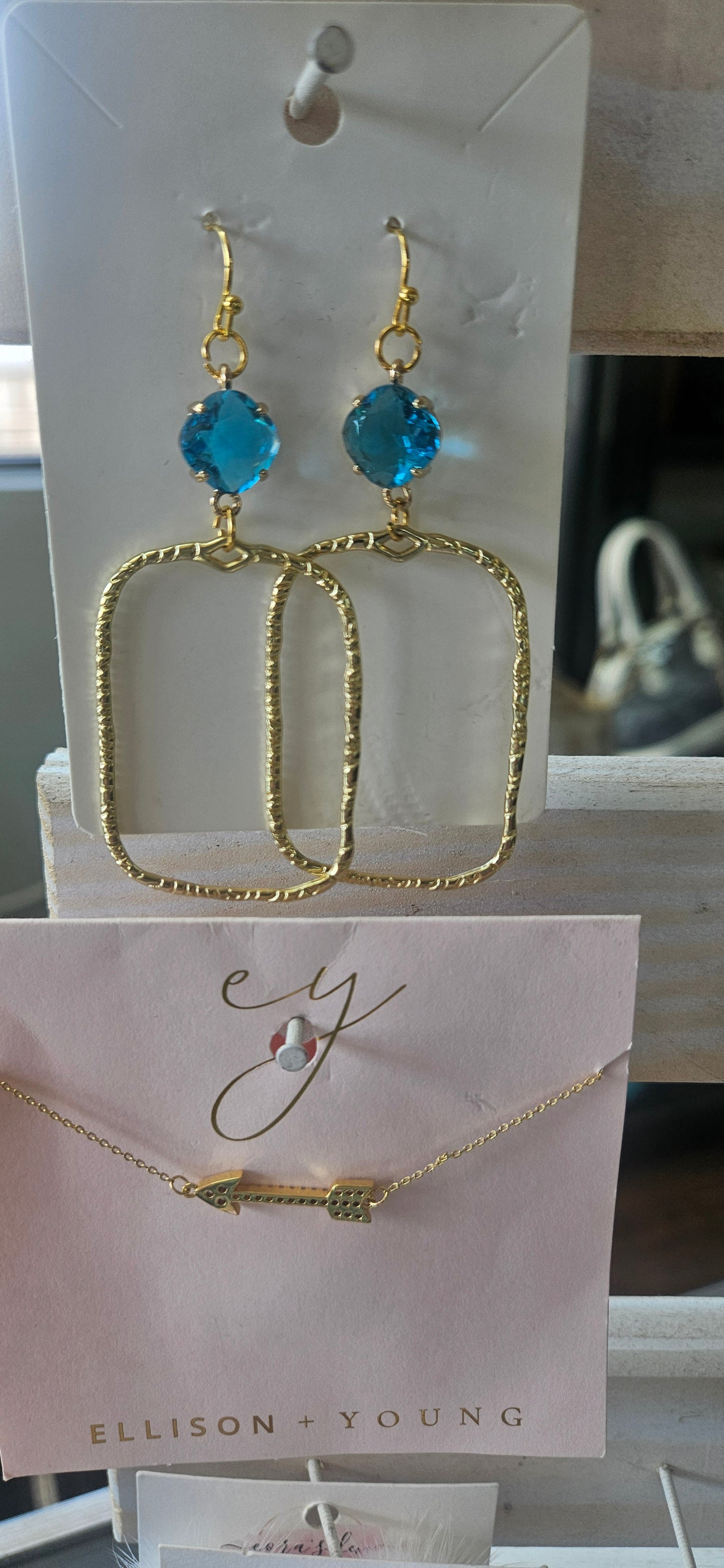 Topaz Stone w/ Textured Gold Dangle