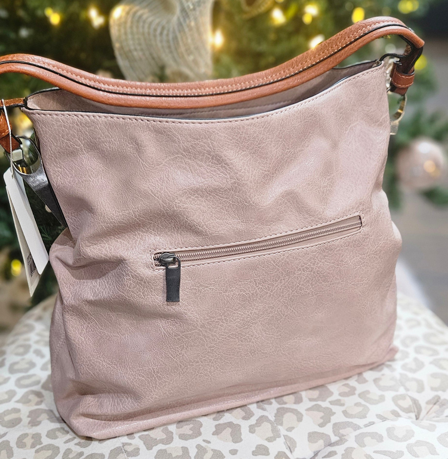 2-Side Metal Accent Hobo Bag