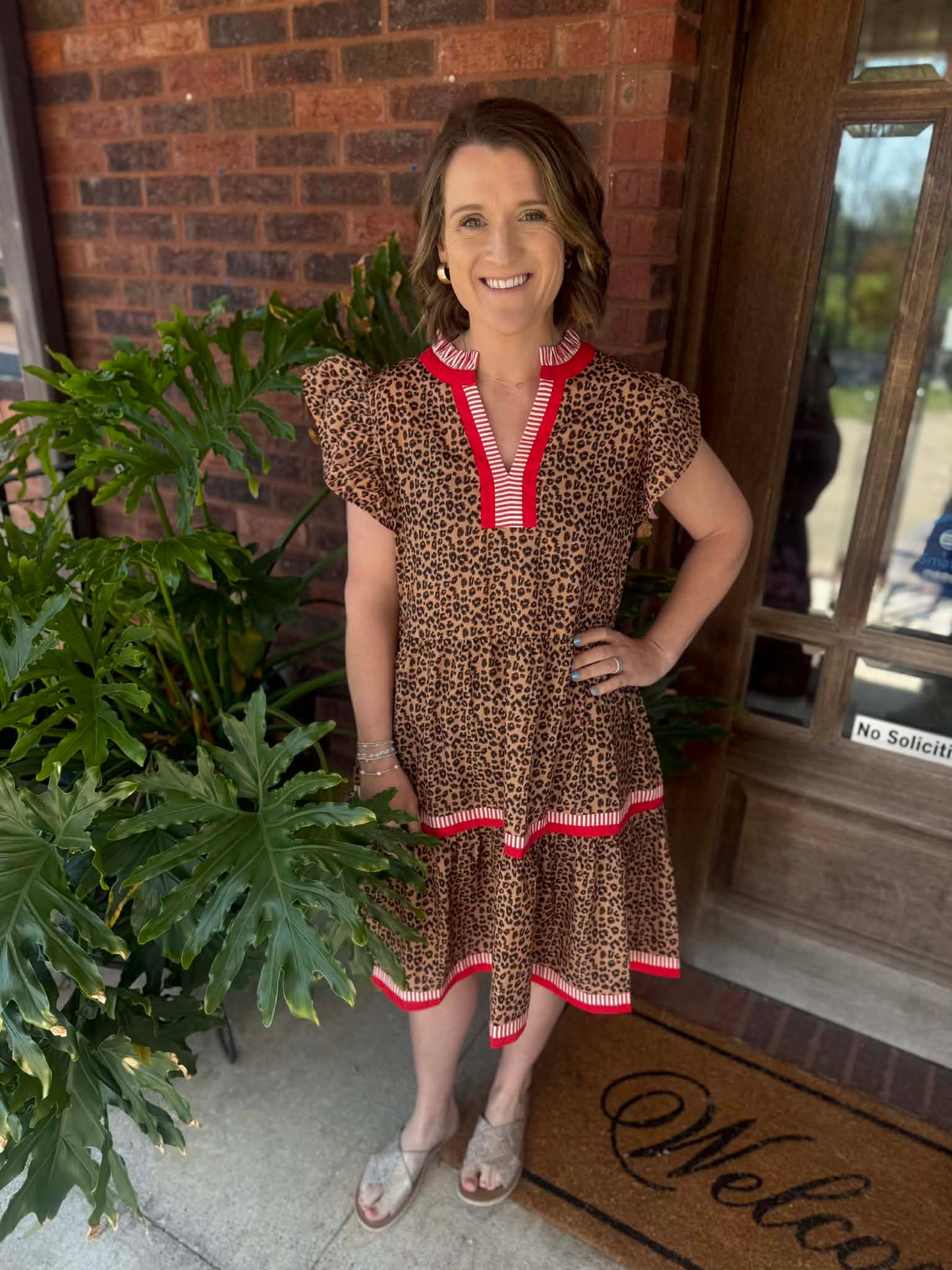 Leopard Printed Tiered Dress