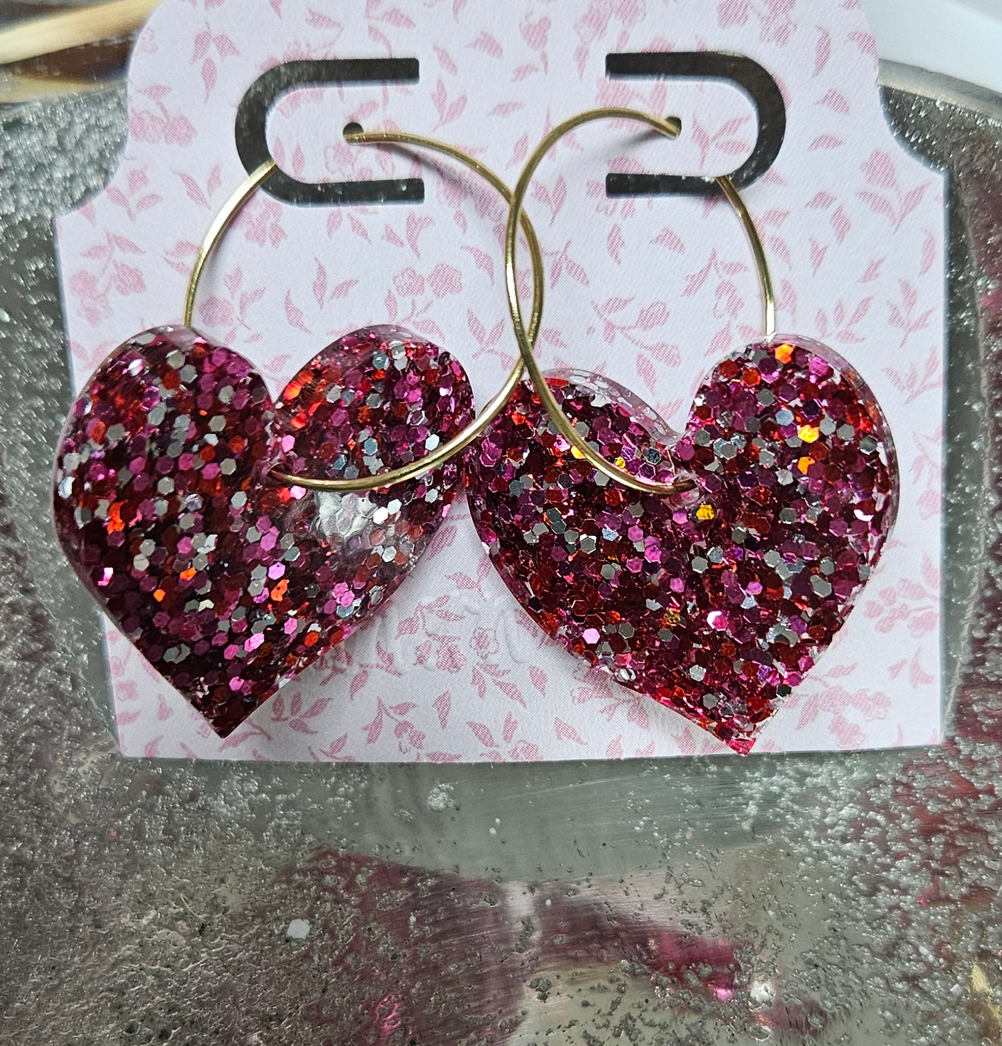 Glitter Hearts Earrings