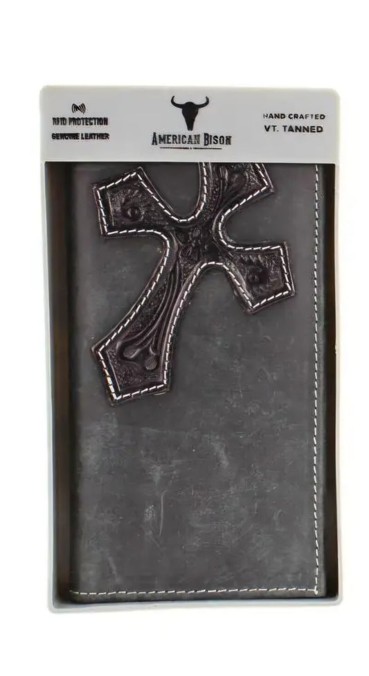 Oil Pull Up Rodeo Wallet with Tooled Cross