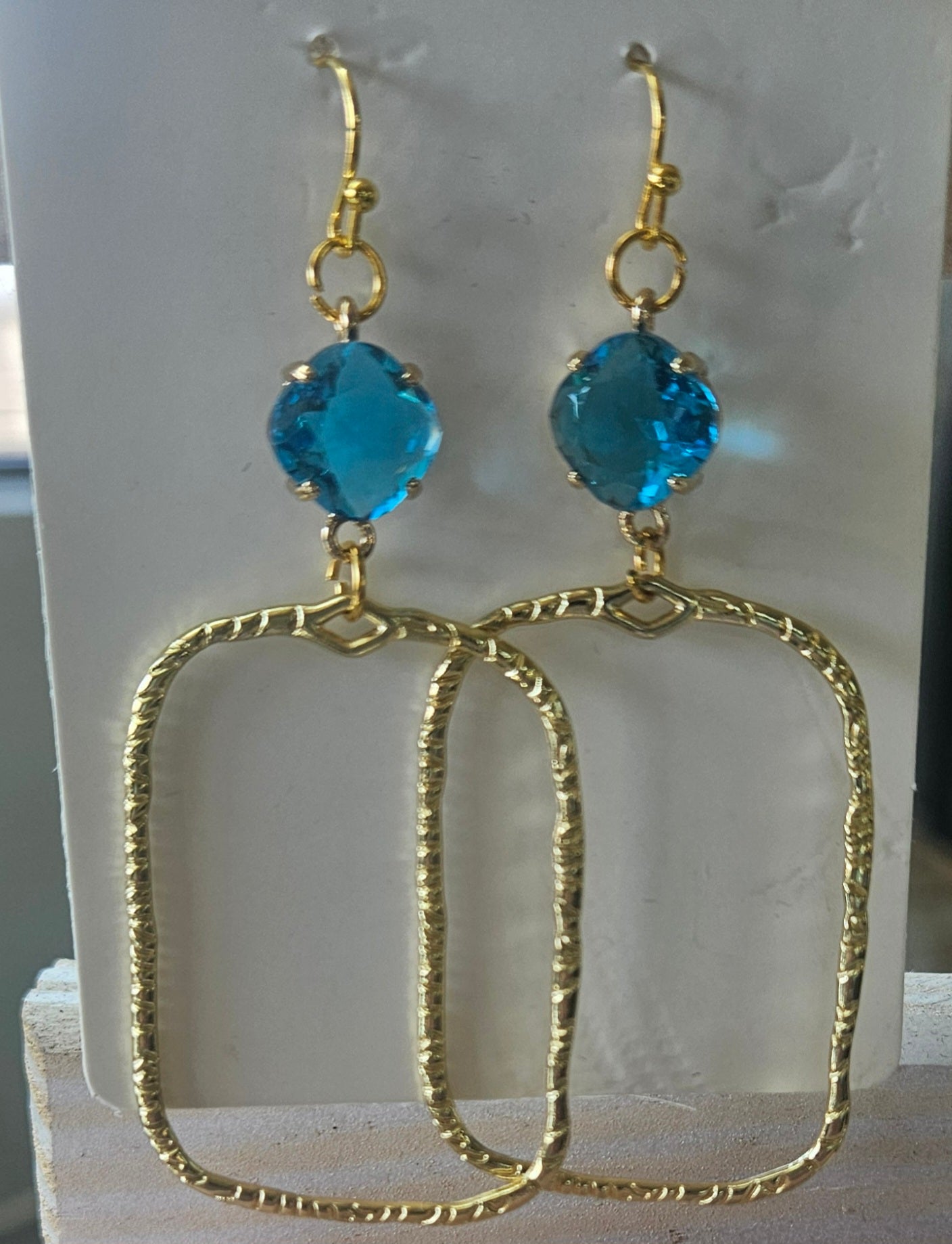Topaz Stone w/ Textured Gold Dangle