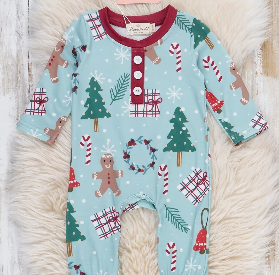 Merry Tree Button Romper