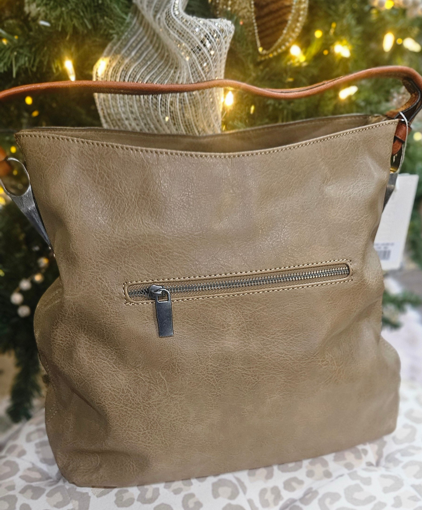 2-Side Metal Accent Hobo Bag