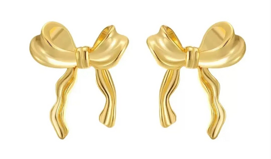 Dainty Gold Bow Earrings