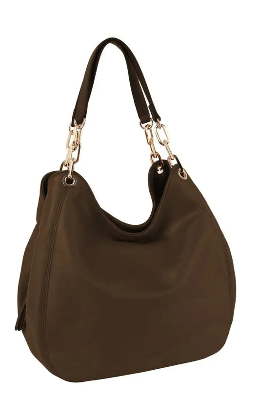 Three-compartment Hobo Tote Shoulder Bag