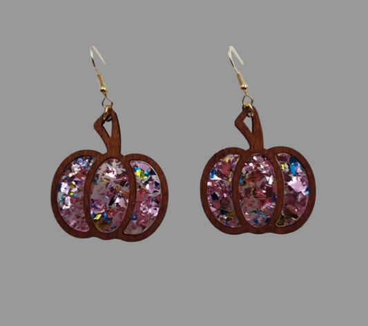 Fall Glitter Pumpkin Earrings