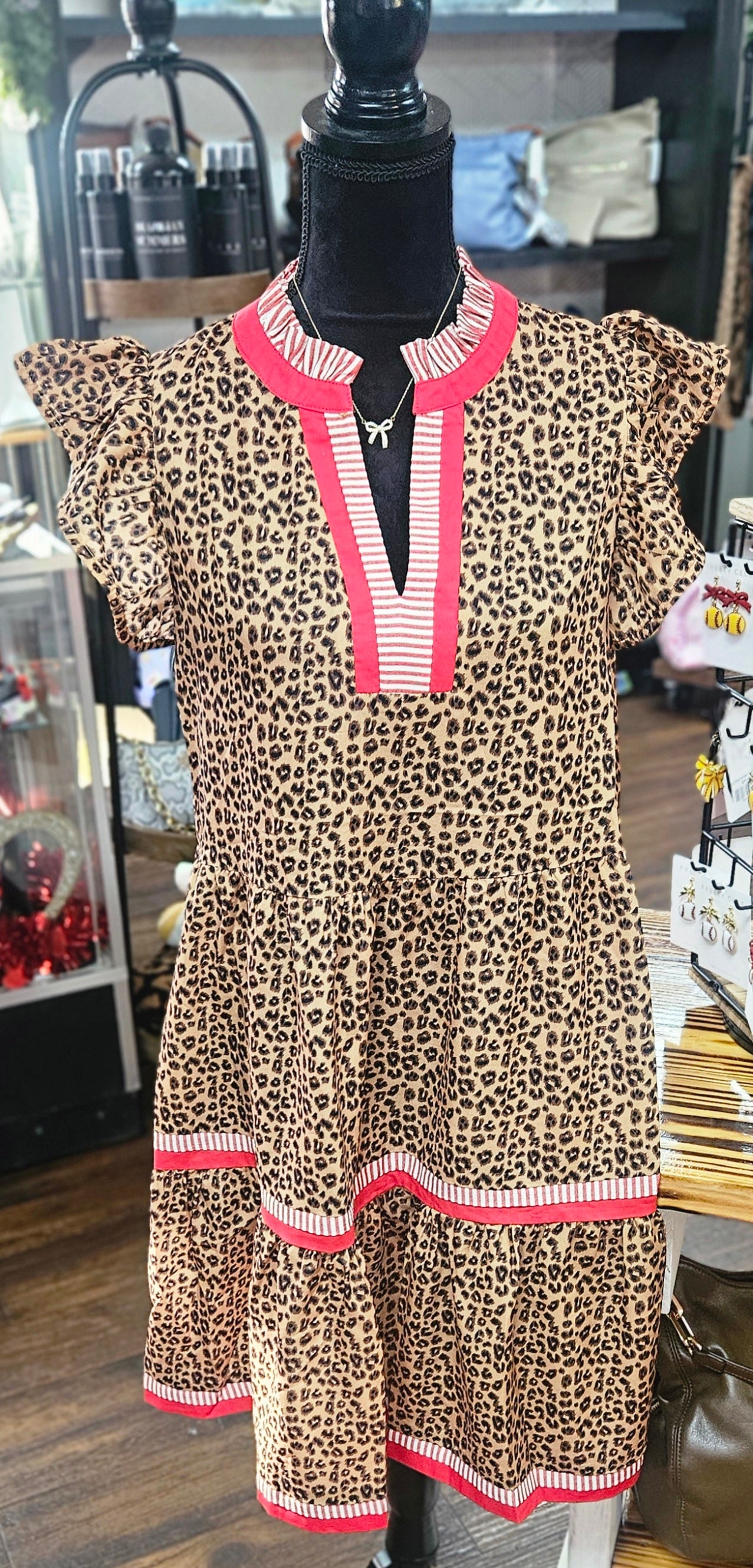 Leopard Printed Tiered Dress