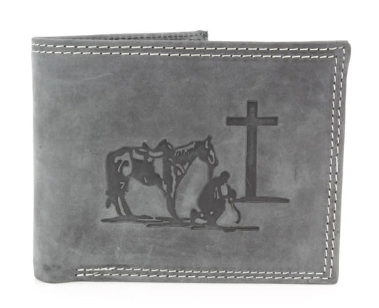 Bi-Fold Wallet with Praying Cowboy Emboss